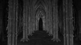Gothic Castle - Hall Gallery - Passing Loop - Abstract medieval building passage background or screen saver - Powered by Shutterstock - Get 15% off with code: PIKWIZARD15
