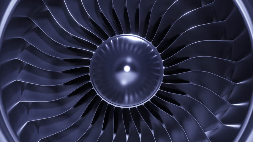 A large jet engine turbine full screen, with a lot of silver blades interconnected to each other and a central silver dome. Part of the airplane. Energy, power.  Royalty-Free Stock Footage #1108665353
