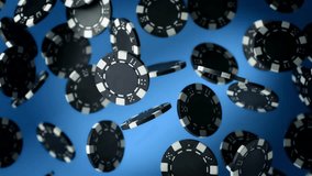 Super Slow Motion Shot of Casino Chips Explosion Towards Camera on Blue Background at 1000fps. - Powered by Shutterstock - Get 15% off with code: PIKWIZARD15