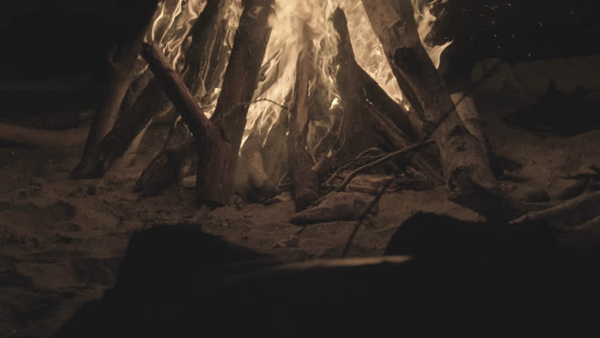 Great Orange Campfire at Night Video | Shutterstock HD Video #1108673139