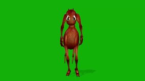 Ant Depressed Walking View From Front Side On Green Screen - 3D Rendering Animation 