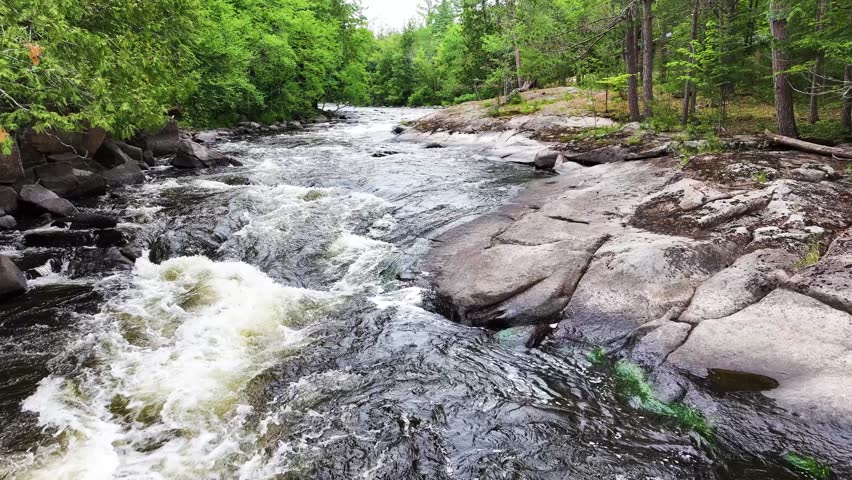 Aerial view of Peshtigo River across the forest, Sheboygan, Wisconsin, United States.