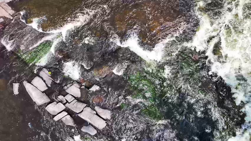 Aerial view of Peshtigo River across the Chequamegon-Nicolet National Forest, Sheboygan, Wisconsin, United States.