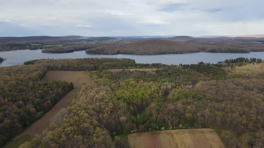 Aerial view of Deep Creek Lake, McHenry, Maryland, United States.