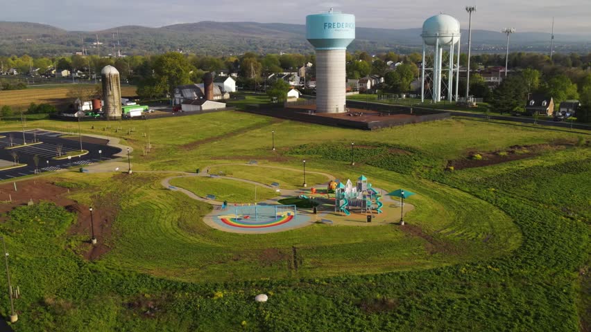 Aerial view of a children playground in Frederick, Maryland, United States.