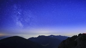 The stars of the Milky Way galaxy . timelapse video, carpathian mountains.