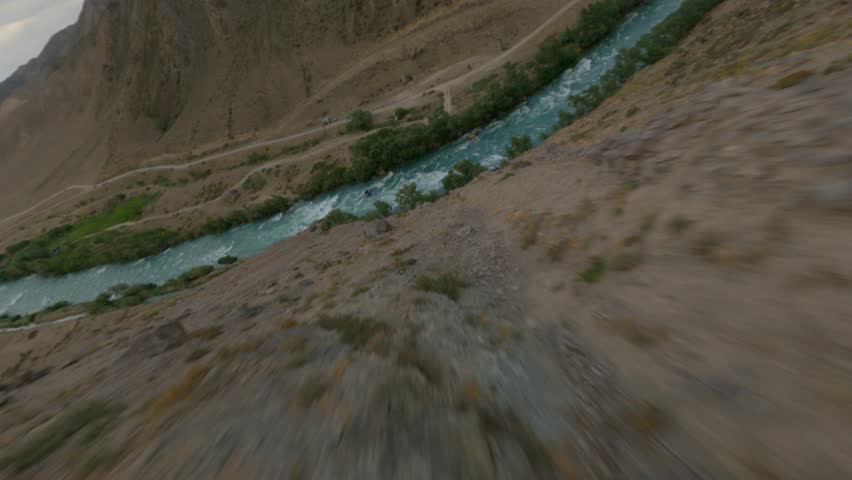 rafting on a mountain river. Kazakhstan, Almaty