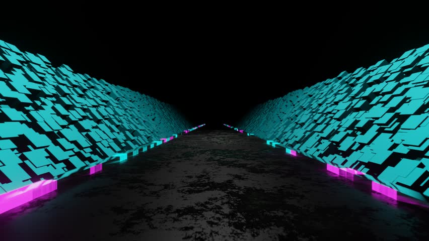 Cyan and Pink Cyborg Road Background VJ Loop in 4K