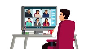 Video call meeting, online classes, home office, 4k animation