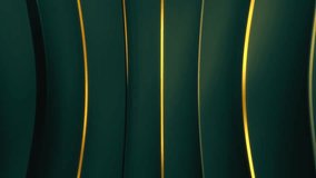 Dark green and golden abstract tech geometric motion background. Seamless looping. Video animation Ultra HD 4K 3840x2160 waves lines 
