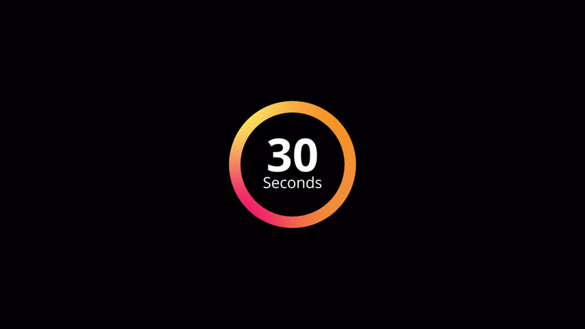 Circle countdown timer 30 seconds animation from 30 to 0 seconds, 30 Seconds countdown, Countdown timer Royalty-Free Stock Footage #1108713873