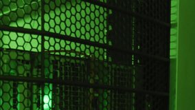 Animation of computer language over illuminated data server systems in server room. Digital composite, multiple exposure, coding, computer language, data center, networking, technology concept. - Powered by Shutterstock - Get 15% off with code: PIKWIZARD15