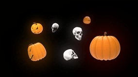 Halloween Style Text Animation Video with Skull and Orange Pumpkin Icons