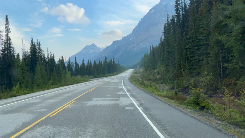 The beautiful scenic view while driving through Yoho National Park in Canada.