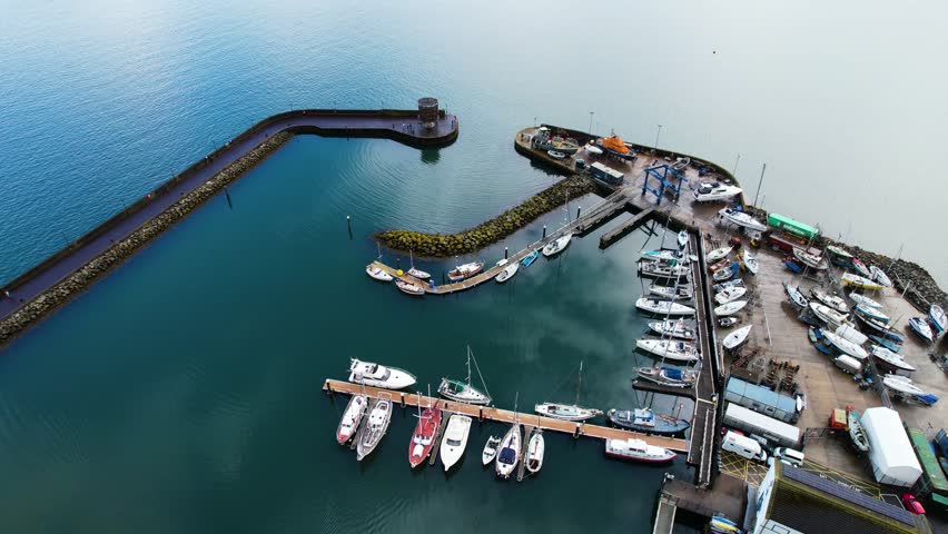 Carrickfergus, Northern Ireland 2023 - Flying over the harbour