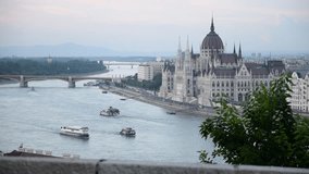 Hungarian Parlament Building and Danube River In Budapest