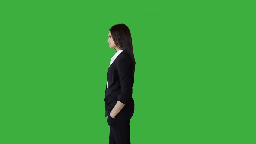 Attractive Young Businesswoman Standing Against Green Screen Background Royalty-Free Stock Footage #1108741963