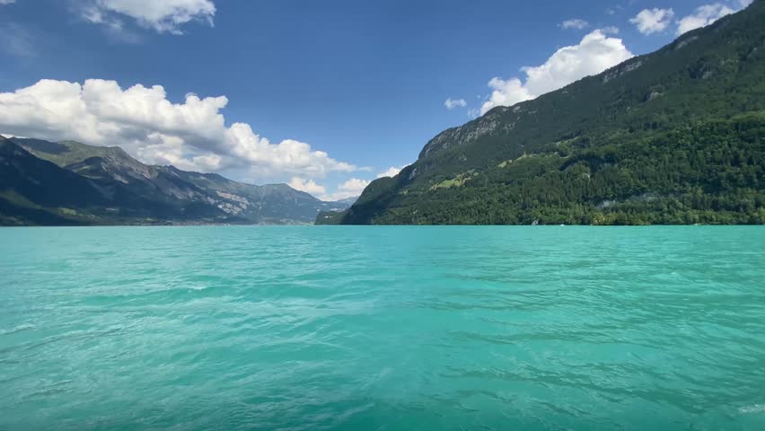 Boating on the water along the mountains of Haiti