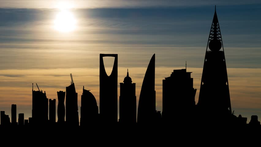 Riyadh Saudi Arabia Skyline Silhouette Sunset Timelapse Royalty-Free Stock Footage #1108743931