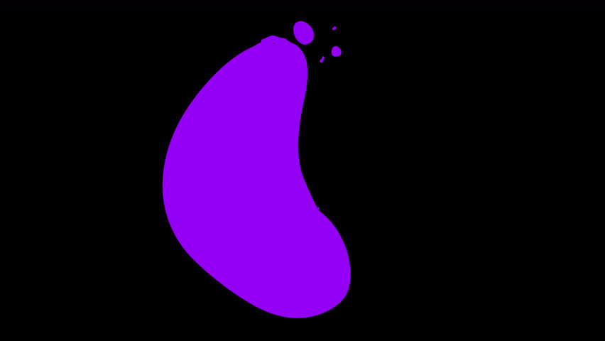 Swirling purple liquid with fill on a black screen. Art filling by drawing a cartoon brush for changing the screen. Stock video in 4K with alpha channel.