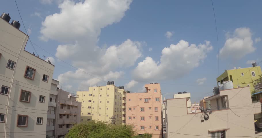 Big building in a bangalore society clouds timelapse