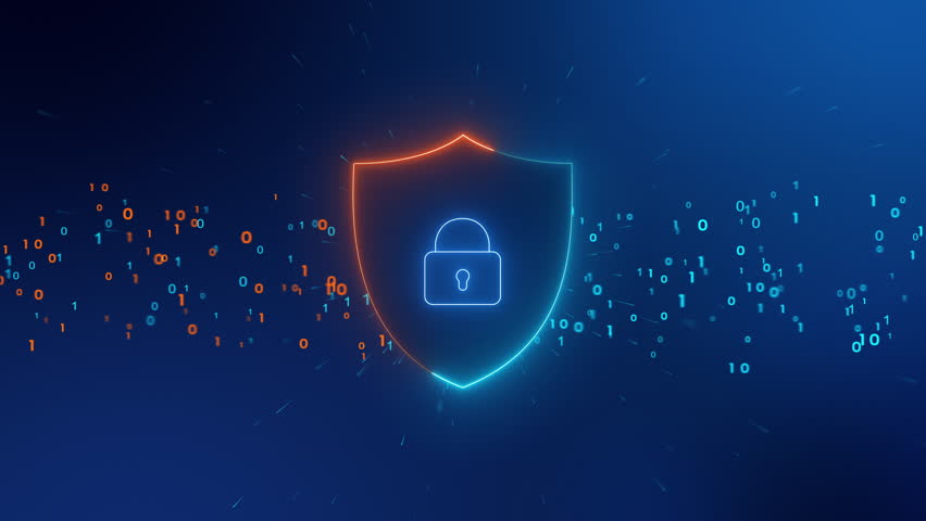 Cyber security malware harmful data and internet security concept. 0 and 1 digits going through a shield. Filtering network data from virus. 4K computer animation. | Shutterstock HD Video #1108759509