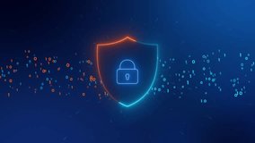 Cyber security malware harmful data and internet security concept. 0 and 1 digits going through a shield. Filtering network data from virus. 4K computer animation. - Powered by Shutterstock - Get 15% off with code: PIKWIZARD15