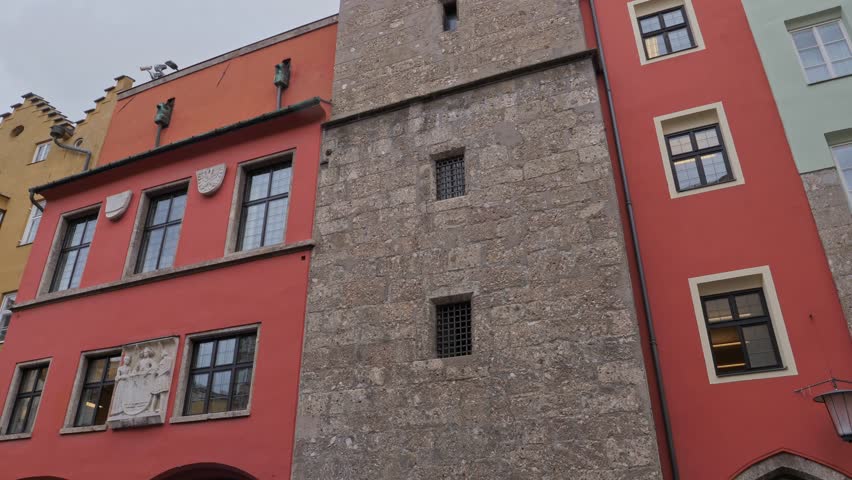 Stadtturm Gothic Tower of the Old City Hall or Town Hall of Innsbruck in Tyrol, Austria