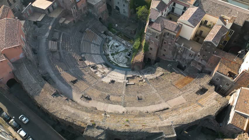 Boom Shot Reveals Greco Romano Theatre in Catania, Sicily, Italy