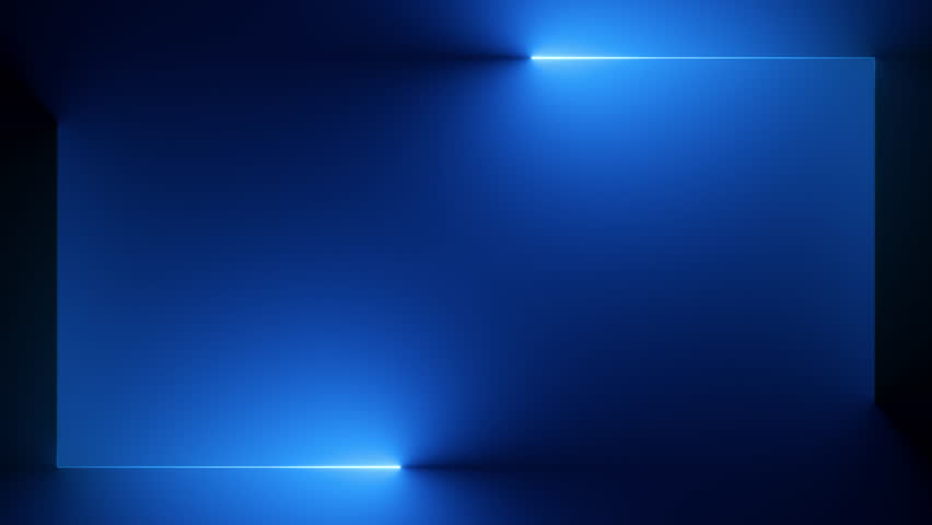 looping 3d animation, abstract blue neon background with linear frame. Simple geometric shape, blank rectangular banner Royalty-Free Stock Footage #1108763899