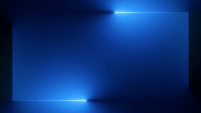 looping 3d animation, abstract blue neon background with linear frame. Simple geometric shape, blank rectangular banner - Powered by Shutterstock - Get 15% off with code: PIKWIZARD15