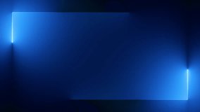 looping 3d animation, abstract blue neon background with linear frame. Simple geometric shape, blank rectangular banner - Powered by Shutterstock - Get 15% off with code: PIKWIZARD15