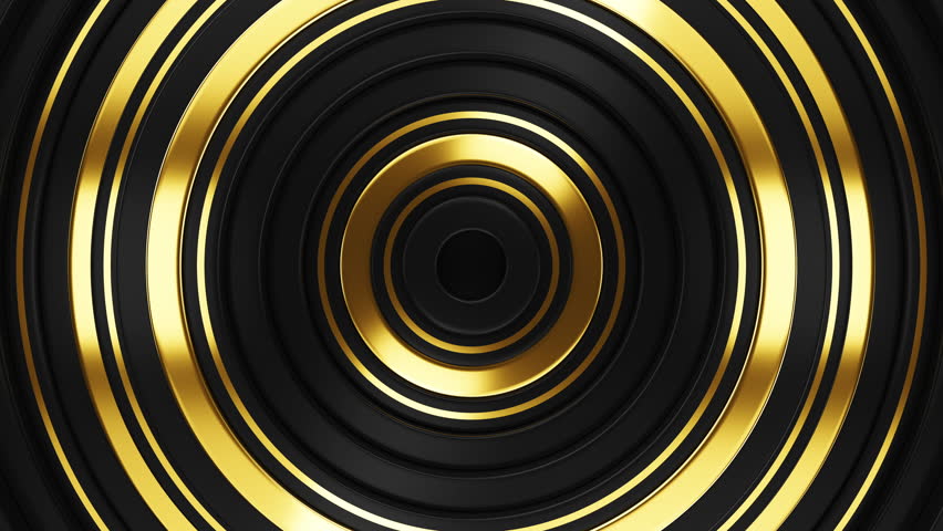 Golden rings motion background. 3d abstract animation for holiday concept. Glamour party video texture. Shiny greeting card design with glowing gold pattern. Seamless loop. Royalty-Free Stock Footage #1108767515