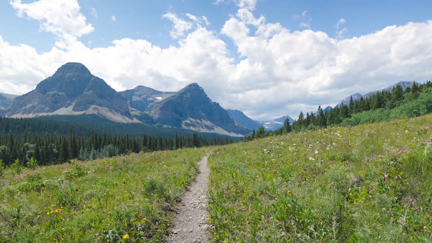 Cut Bank Trailhead with Bad Marriage Mountain in the background, Glacier National Park, Montana