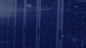 Animation of computer language over binary codes on data server racks in server room. Digital composite, multiple exposure, coding, programming language, data center, networking, technology concept. - Powered by Shutterstock - Get 15% off with code: PIKWIZARD15