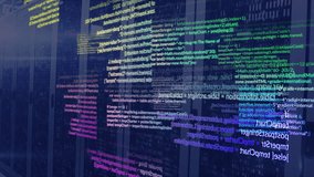 Animation of computer language over binary codes on data server racks in server room. Digital composite, multiple exposure, coding, programming language, data center, networking, technology concept. - Powered by Shutterstock - Get 15% off with code: PIKWIZARD15
