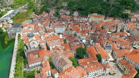 Old Town Kotor, Unesco World Heritage Site, Aerial Pano