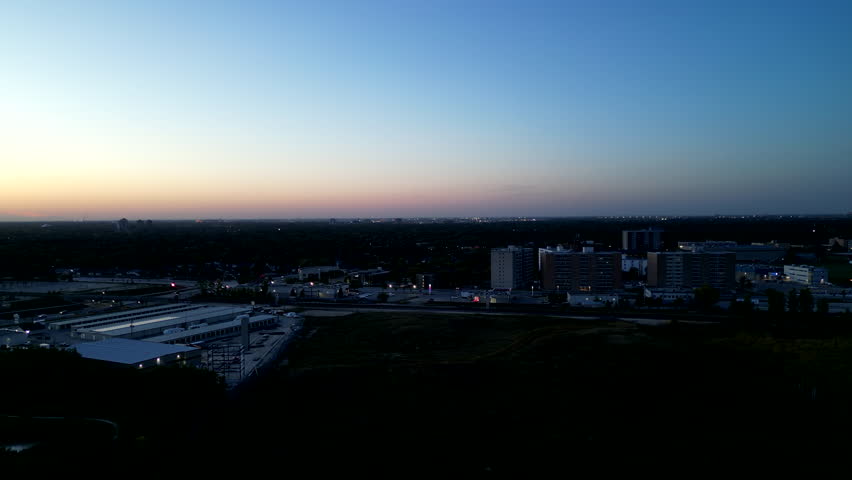 Sunset view over the capital of Manitoba. Winnipeg aerial scenery