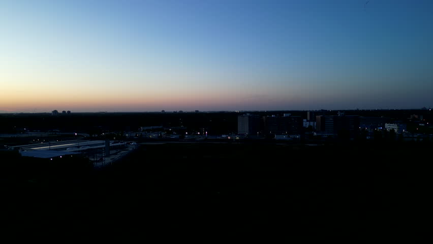 Sunset view over the capital of Manitoba. Winnipeg aerial scenery