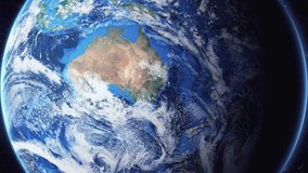 Zoom of the earth from space to the city. Zoom in to the city Shepparton, Australia. 3D Animation. Stock video footage. Full HD.