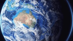 Zoom of the earth from space to the city. Zoom in to the city Port Macquarie, Australia. 3D Animation. Stock video footage. Full HD.