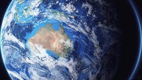 Zoom of the earth from space to the city. Zoom in to the city Wodonga, Australia. 3D Animation. Stock video footage. Full HD.