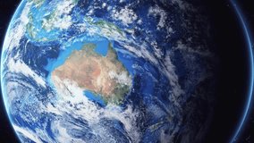 Zoom of the earth from space to the city. Zoom in to the city Mackay, Australia. 3D Animation. Stock video footage. Full HD.