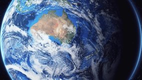 Zoom of the earth from space to the city. Zoom in to the city Maryborough, Australia. 3D Animation. Stock video footage. Full HD.