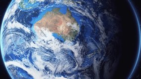 Zoom of the earth from space to the city. Zoom in to the city Burnie, Australia. 3D Animation. Stock video footage. Full HD.