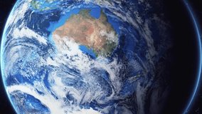 Zoom of the earth from space to the city. Zoom in to the city Launceston, Australia. 3D Animation. Stock video footage. Full HD.