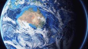 Zoom of the earth from space to the city. Zoom in to the city Bunbury, Australia. 3D Animation. Stock video footage. Full HD.