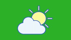 Animated footage of sunny weather. Clear weather information. Cloudy weather, with a green screen background.