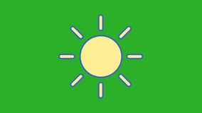 Animated footage of hot weather. Sunlight weather information, with a green screen background.