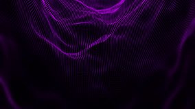 Animated Abstract Purple particle waving texture with glowing particles. Cyber or technology digital background	
